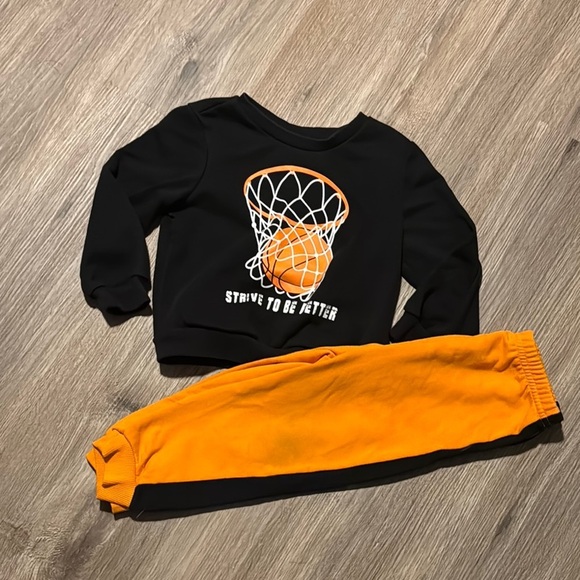 SHEIN Other - Black and Orange Basketball Sweatshirt and Pants Set